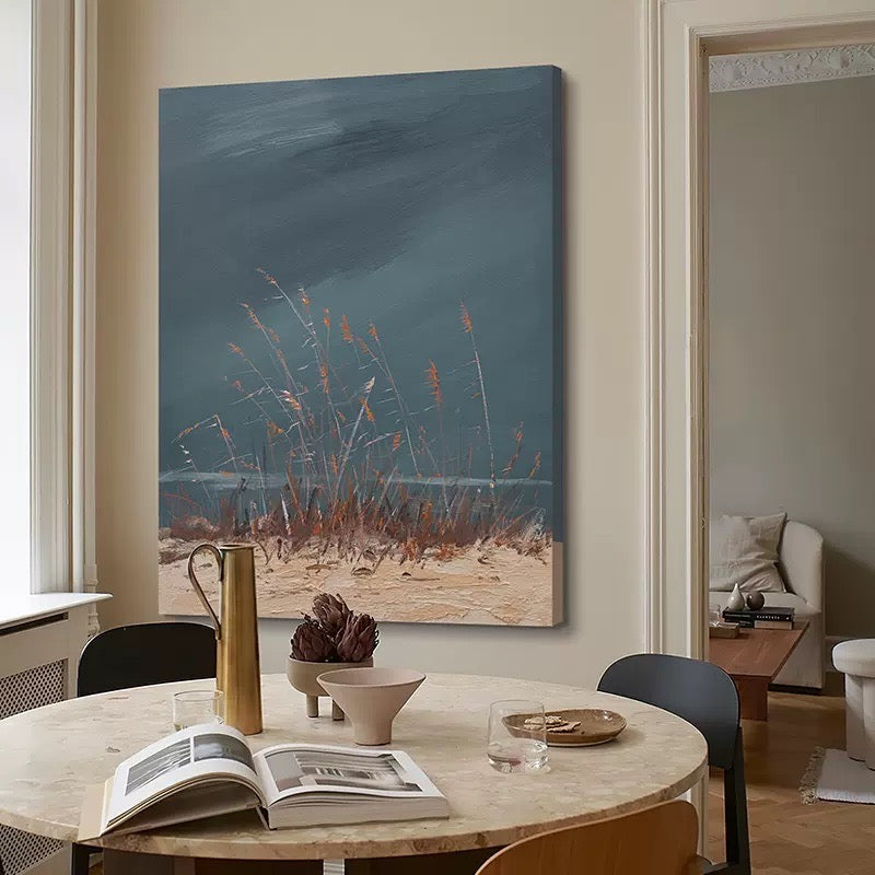 Riverbank Grass Simple Elegant Oil Painting