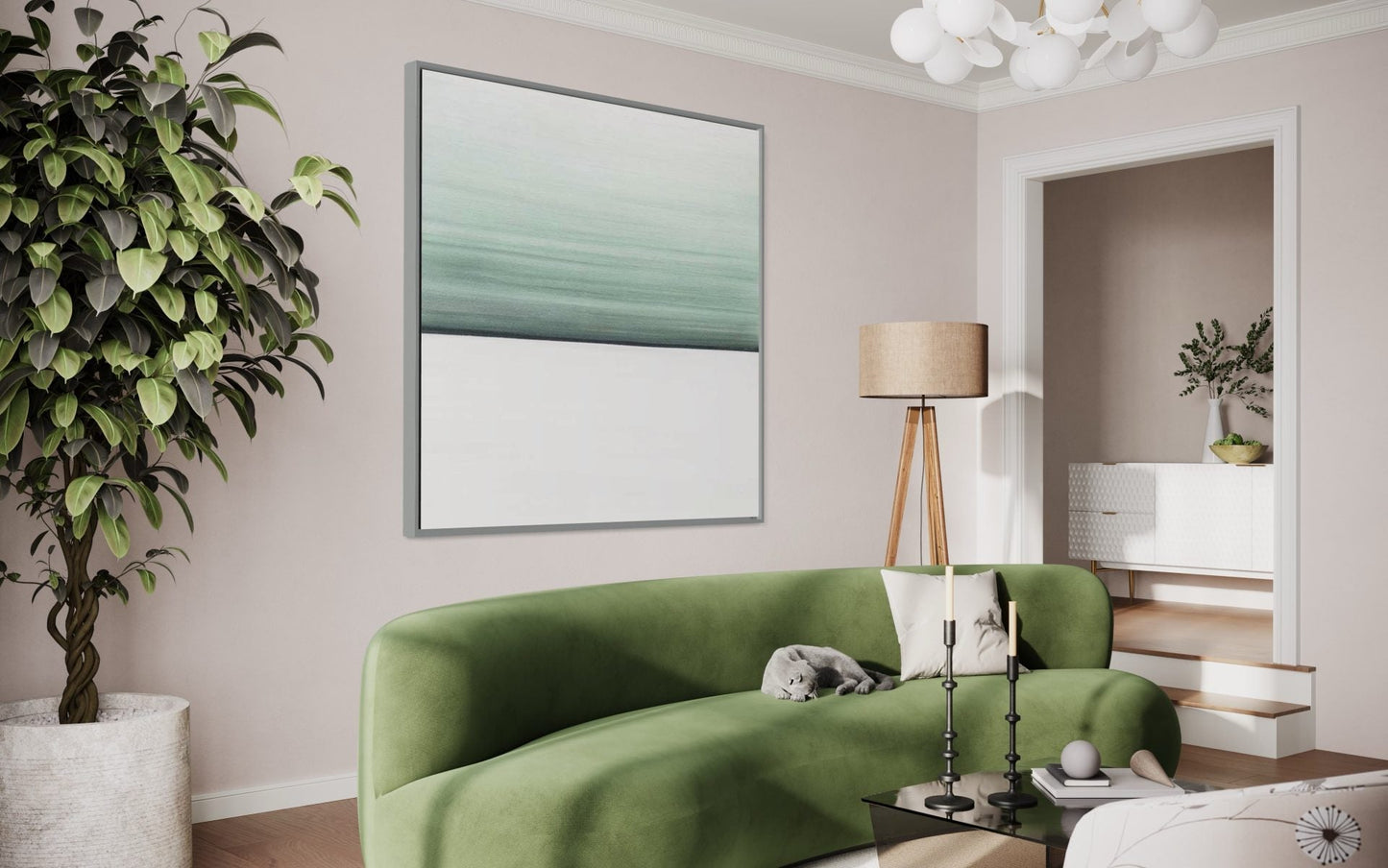 Serene Green Landscape Oil Painting for Elegant Home Decor