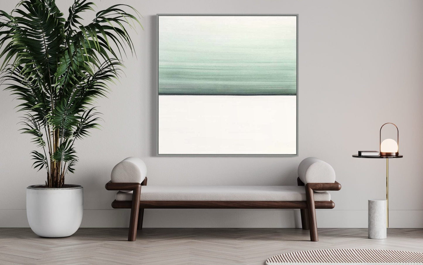 Serene Green Landscape Oil Painting for Elegant Home Decor