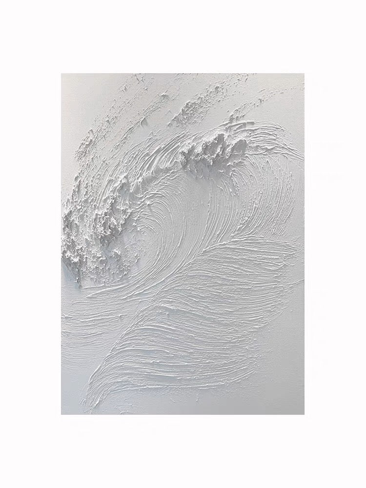 Elegant White Waves Oil Painting for Coastal Home Decor
