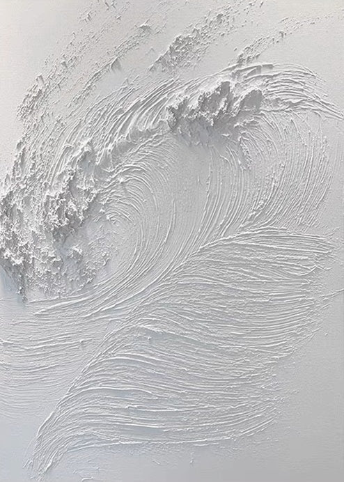 Elegant White Waves Oil Painting for Coastal Home Decor