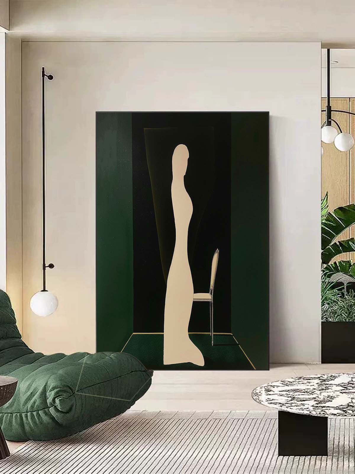 Elegant Minimalist Figure Art on Dark Background for Modern Home Decor