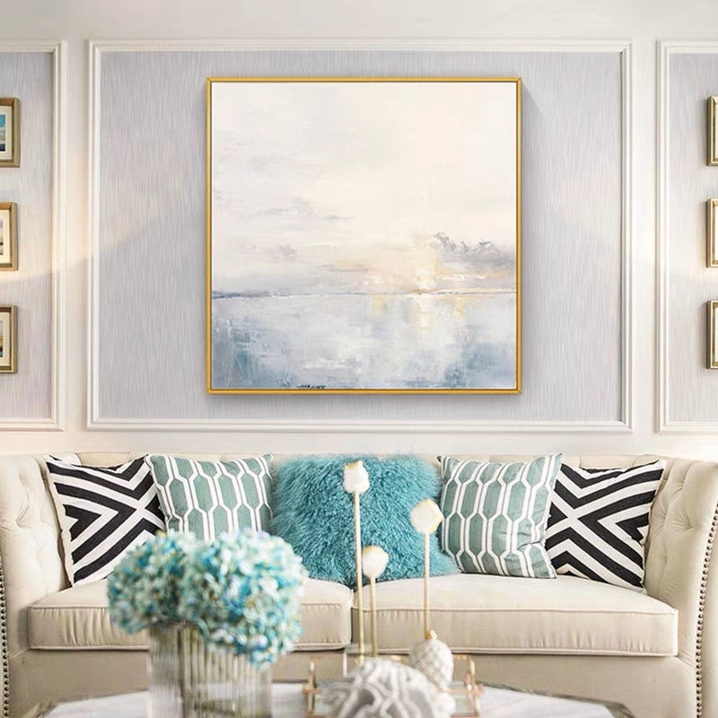 Serene Morning Light – Dreamy Oil Painting of Sunrise Over Tranquil Waters