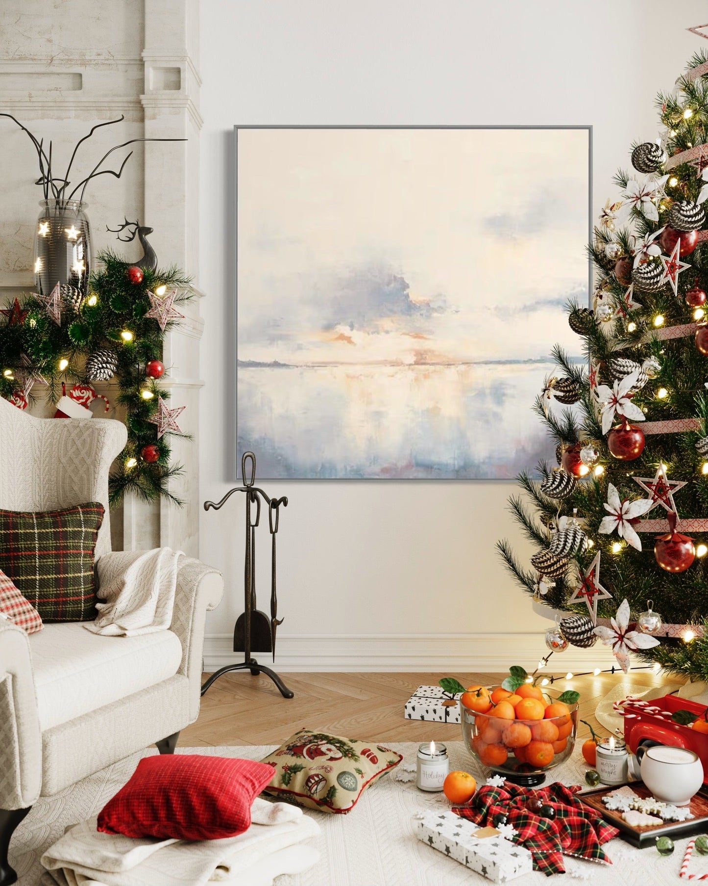 Serene Morning Light – Dreamy Oil Painting of Sunrise Over Tranquil Waters