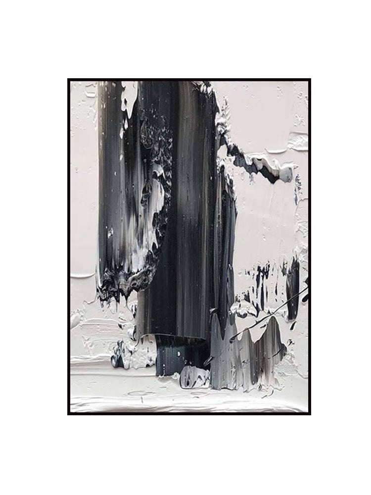 Elegant Monochromatic Abstract Oil Painting for Modern Home Decor