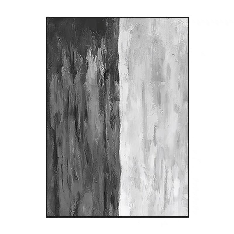 Contemporary Gray and White Abstract Oil Painting for Modern Home Decor