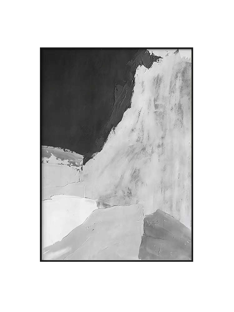 Elegant Gray and White Abstract Oil Painting for Modern Home Decor