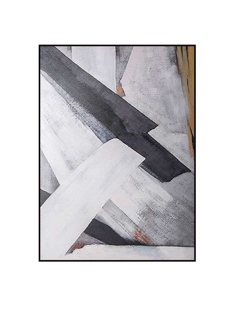 Modern Abstract Geometric Oil Painting for Contemporary Home Decor