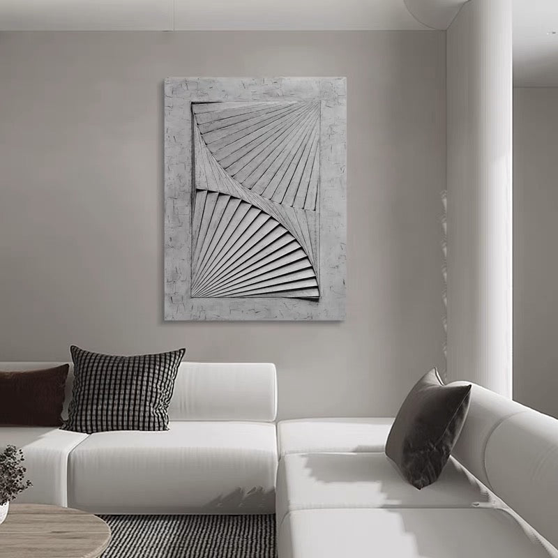 Abstract Gray Oil Painting with Dynamic Spiral Design