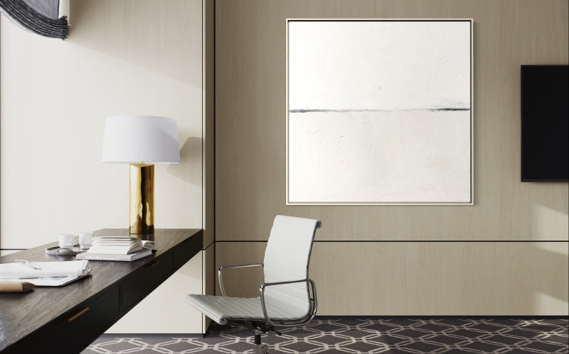 Minimalist White Landscape Oil Painting for Modern Home Decor