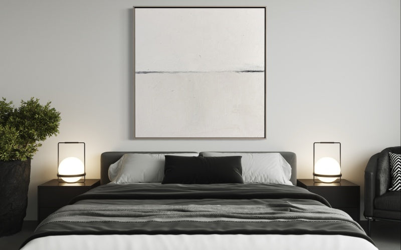 Minimalist White Landscape Oil Painting for Modern Home Decor