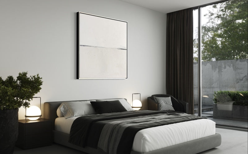 Minimalist White Landscape Oil Painting for Modern Home Decor