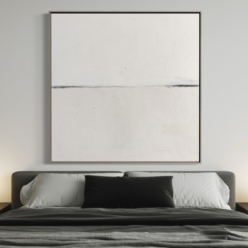 Minimalist White Landscape Oil Painting for Modern Home Decor