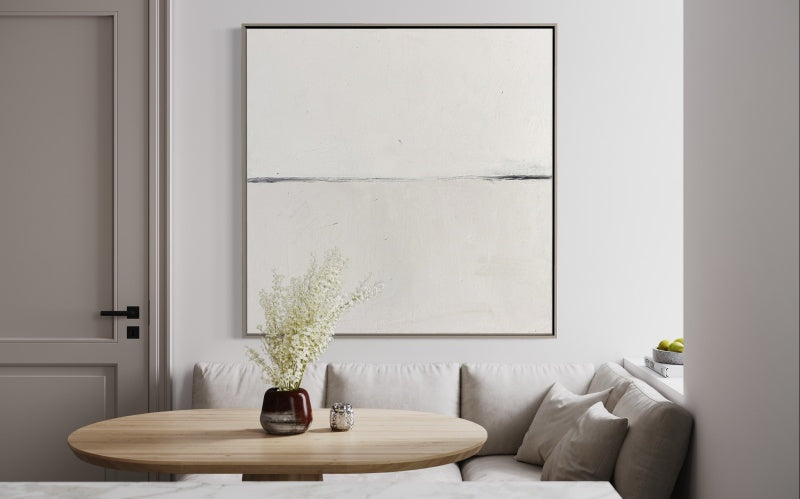 Minimalist White Landscape Oil Painting for Modern Home Decor