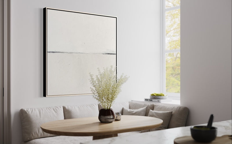Minimalist White Landscape Oil Painting for Modern Home Decor