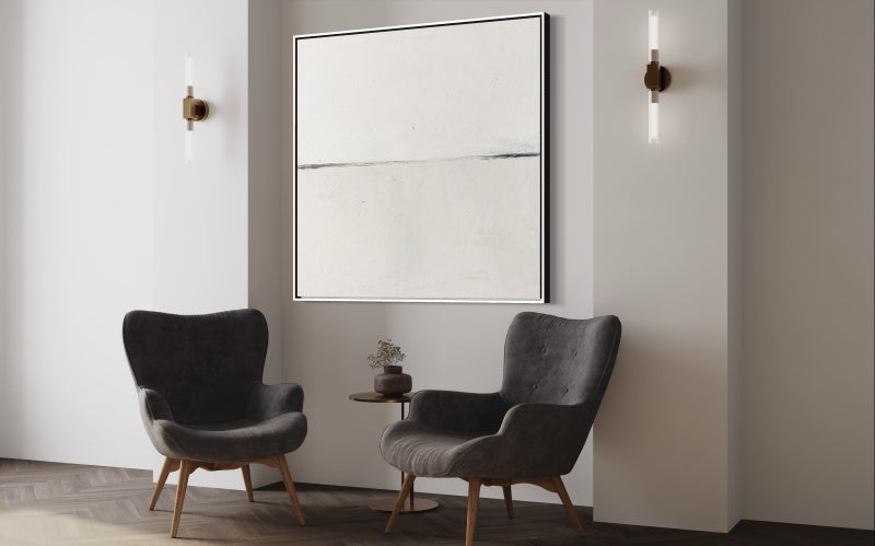 Minimalist White Landscape Oil Painting for Modern Home Decor