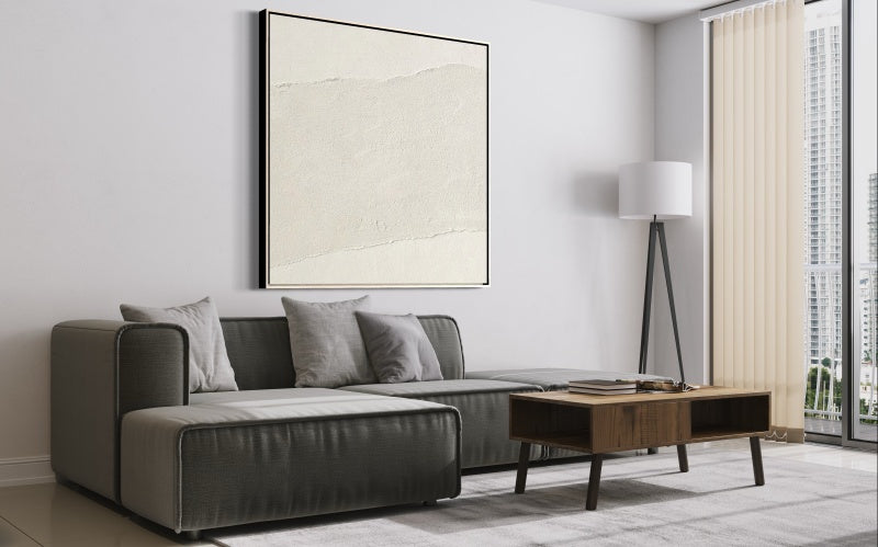 Minimalist White Canvas Oil Painting for Modern Home Decor
