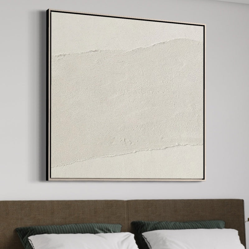 Minimalist White Canvas Oil Painting for Modern Home Decor