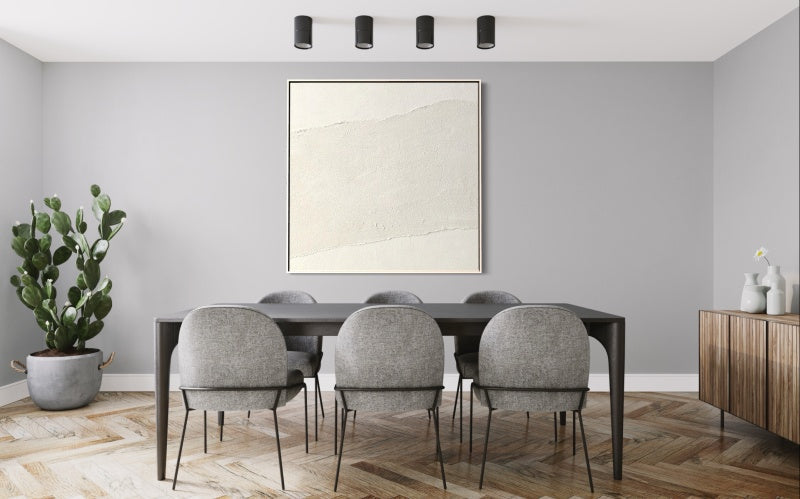 Minimalist White Canvas Oil Painting for Modern Home Decor