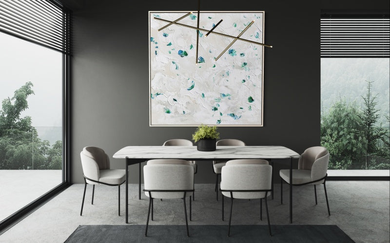 Elegant Jade Abstract Oil Painting with Textured Green and Blue Accents for Home Decor