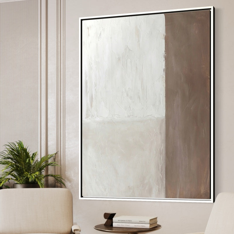 Serene Coastal Retreat: Minimalist Beach Oil Painting for Tranquil Home Decor