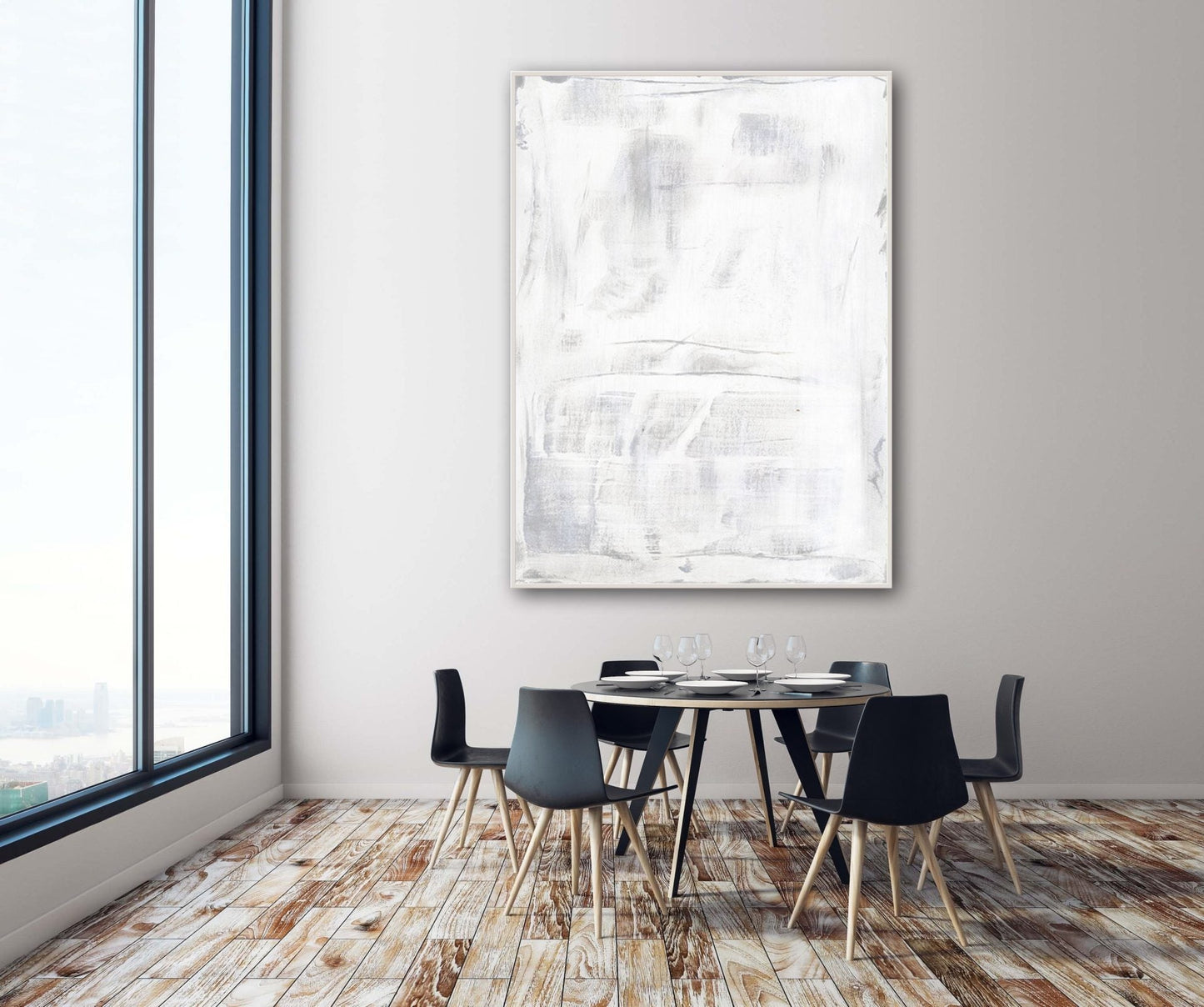Abstract White Serenity Oil Painting for Modern Home Decor