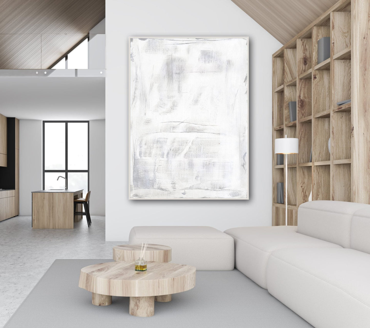 Abstract White Serenity Oil Painting for Modern Home Decor
