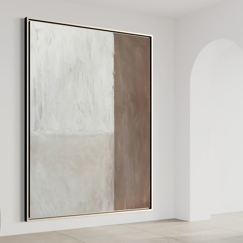 Serene Coastal Retreat: Minimalist Beach Oil Painting for Tranquil Home Decor
