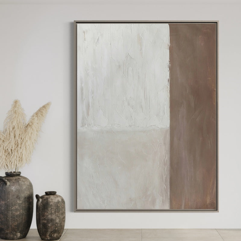 Serene Coastal Retreat: Minimalist Beach Oil Painting for Tranquil Home Decor