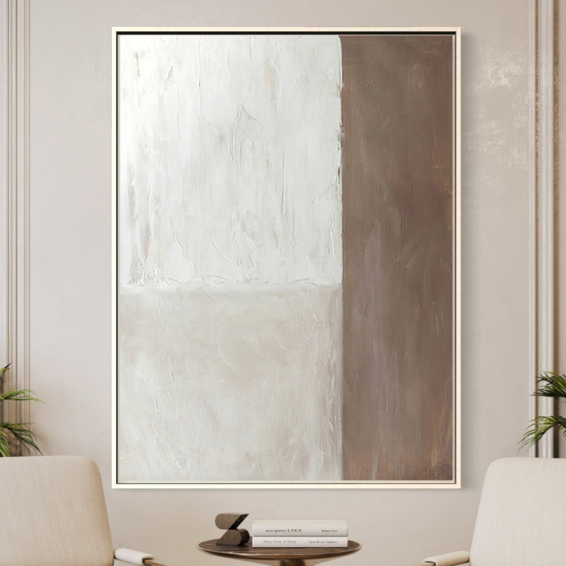 Serene Coastal Retreat: Minimalist Beach Oil Painting for Tranquil Home Decor