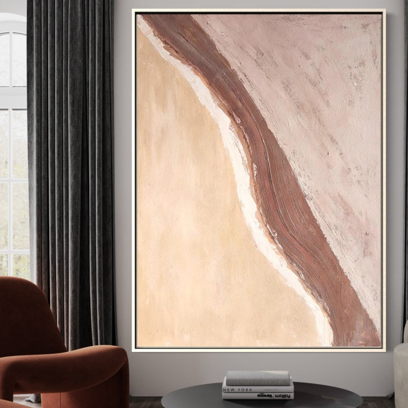 Abstract Landscape Oil Painting - Warm Earthy Tones for Modern Home Decor