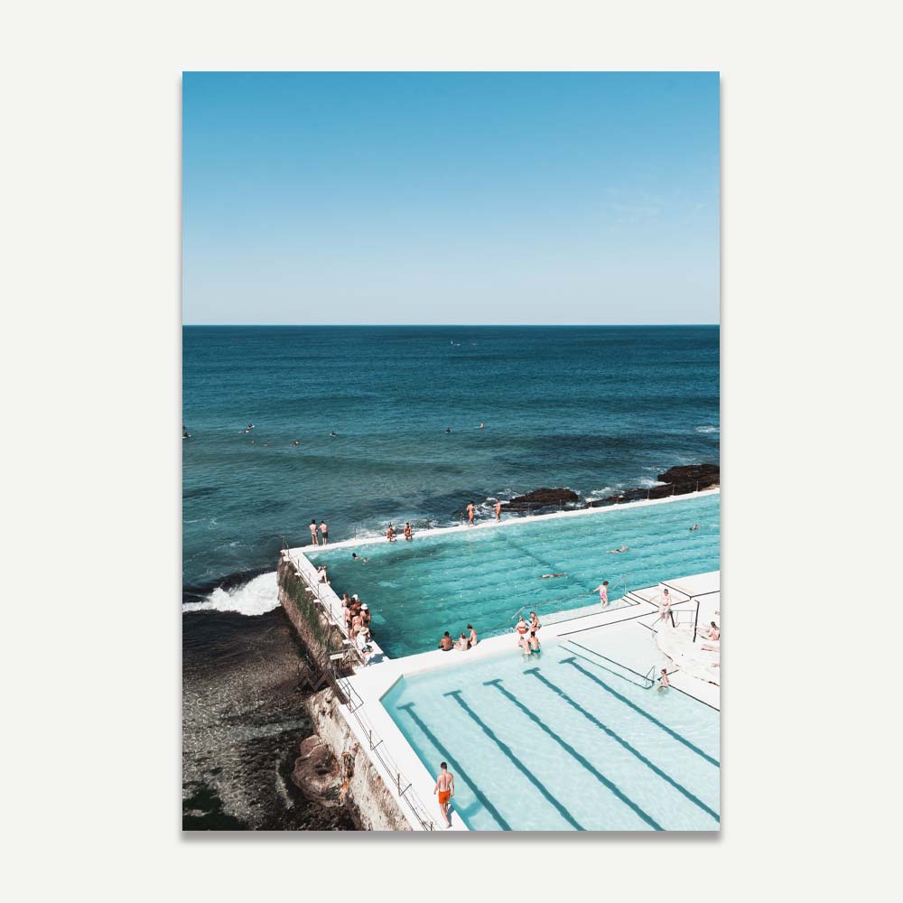 Coastal Serenity: Bondi Beach & Icebergs Swimming Pool Oil Paintings Set