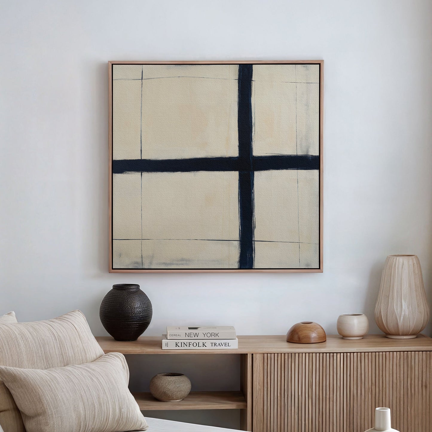 Modern Abstract Intersection Wall Art | Minimalist Oil Painting for Home Decor
