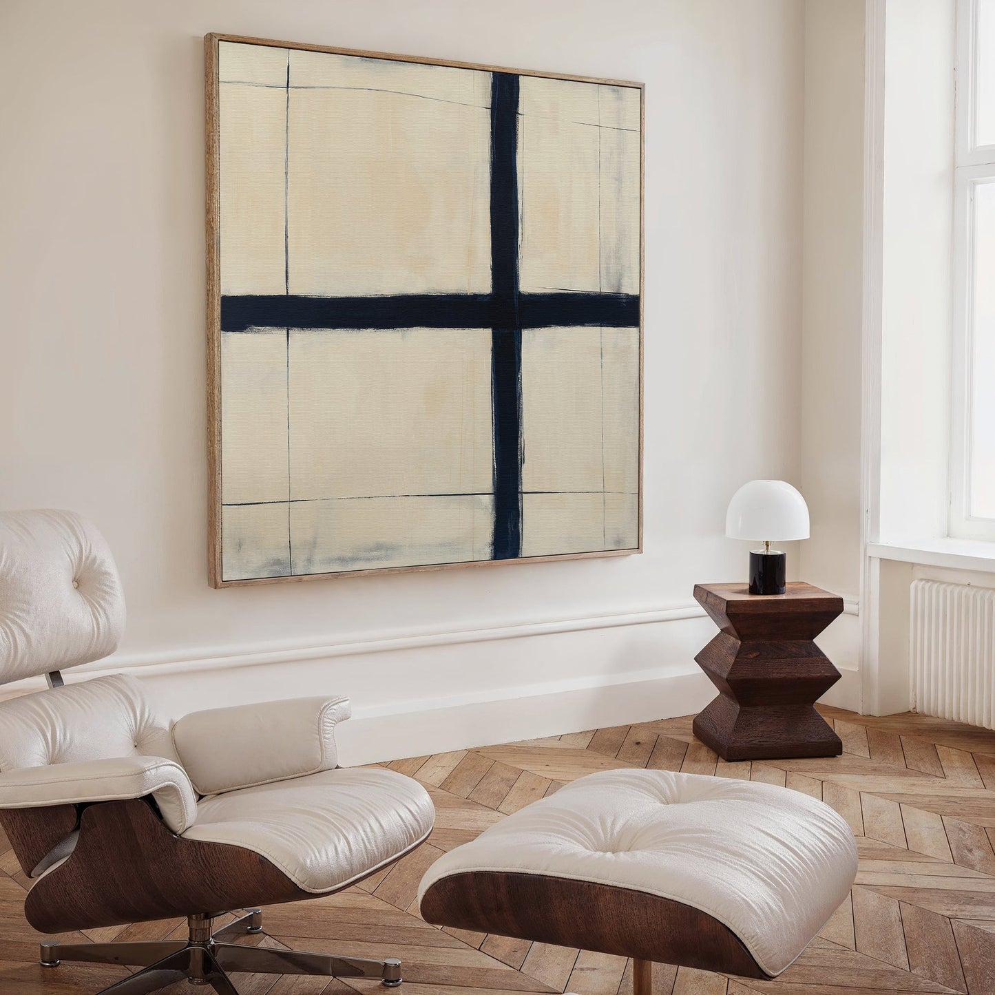 Modern Abstract Intersection Wall Art | Minimalist Oil Painting for Home Decor