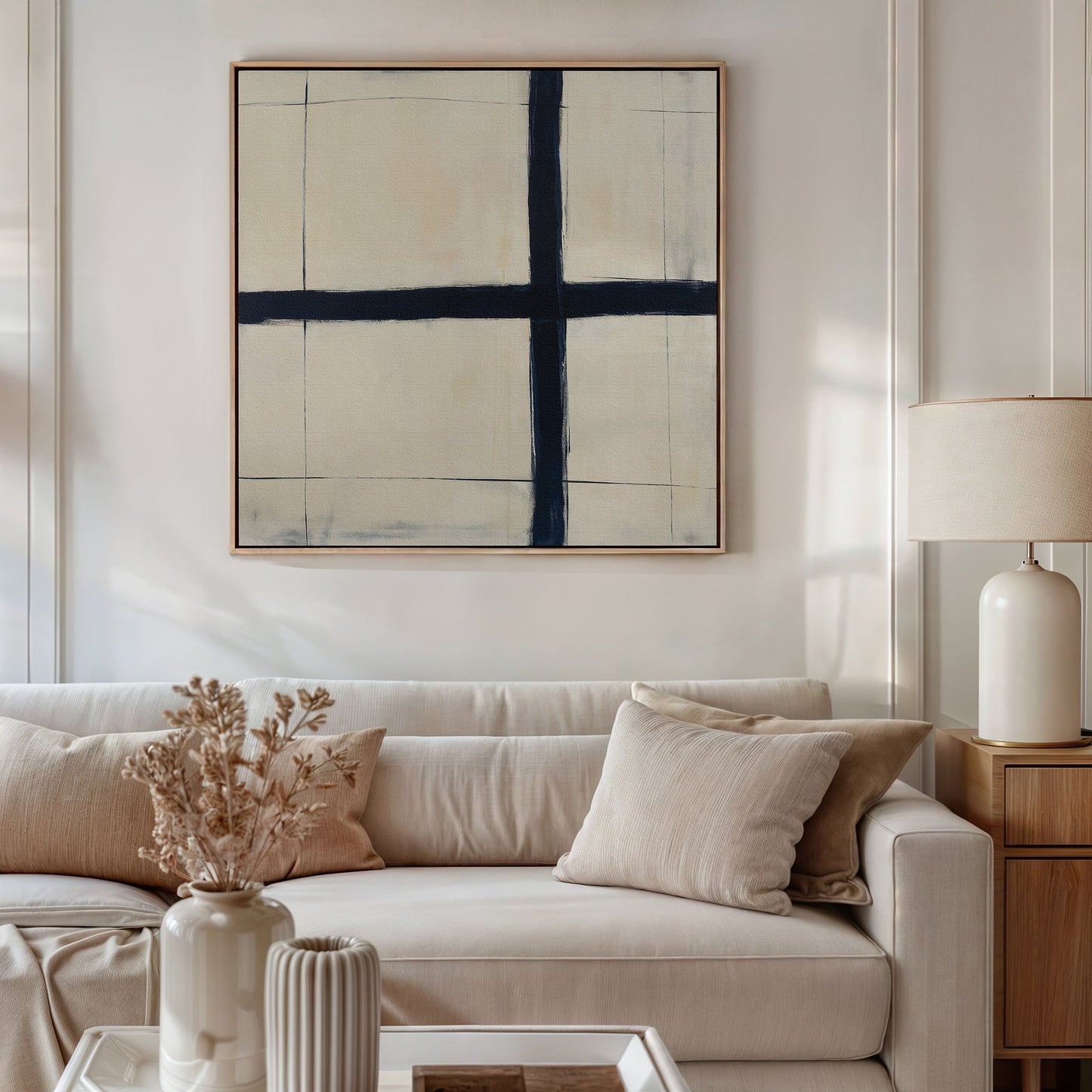 Modern Abstract Intersection Wall Art | Minimalist Oil Painting for Home Decor