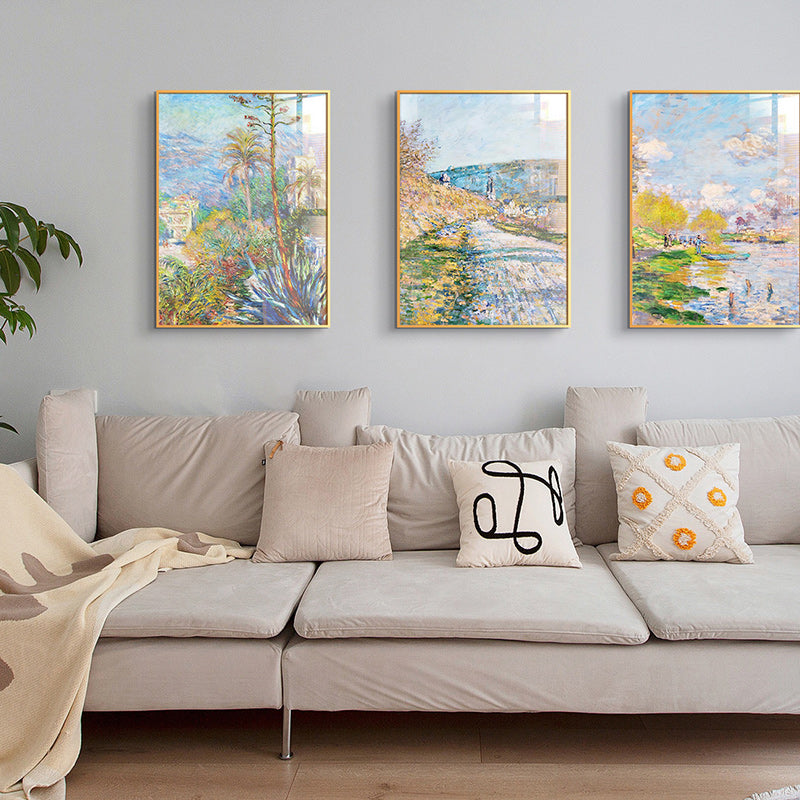 Three Frame Nature Walk Romantic Oil Painting