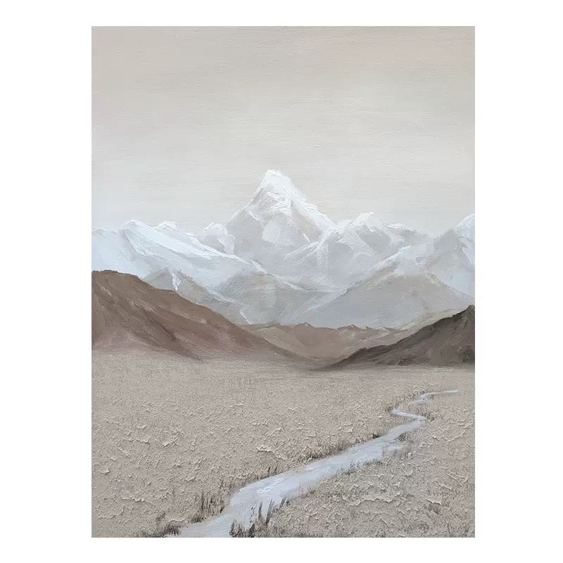 Mountain Trail Snow Hike Peaceful Beauty Oil Painting