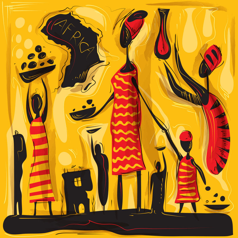 Vibrant Abstract African Art Painting - Tribal Safari Life Decor