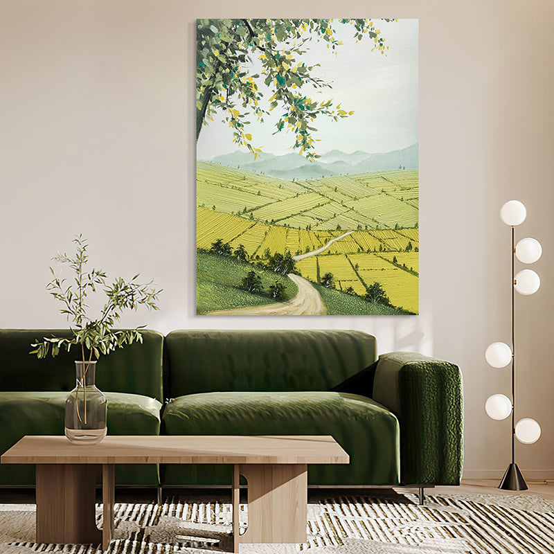 Quaint Meadow European Scenic Fields Farm Oil Painting 107QM