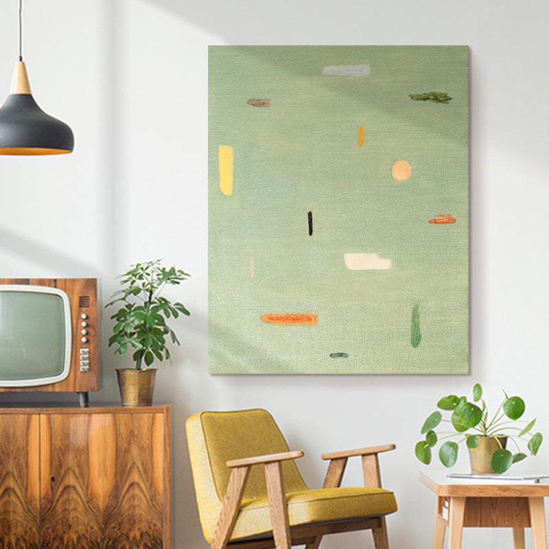 Minimalist Modern Green Abstract Peaceful Color Accent Oil Painting