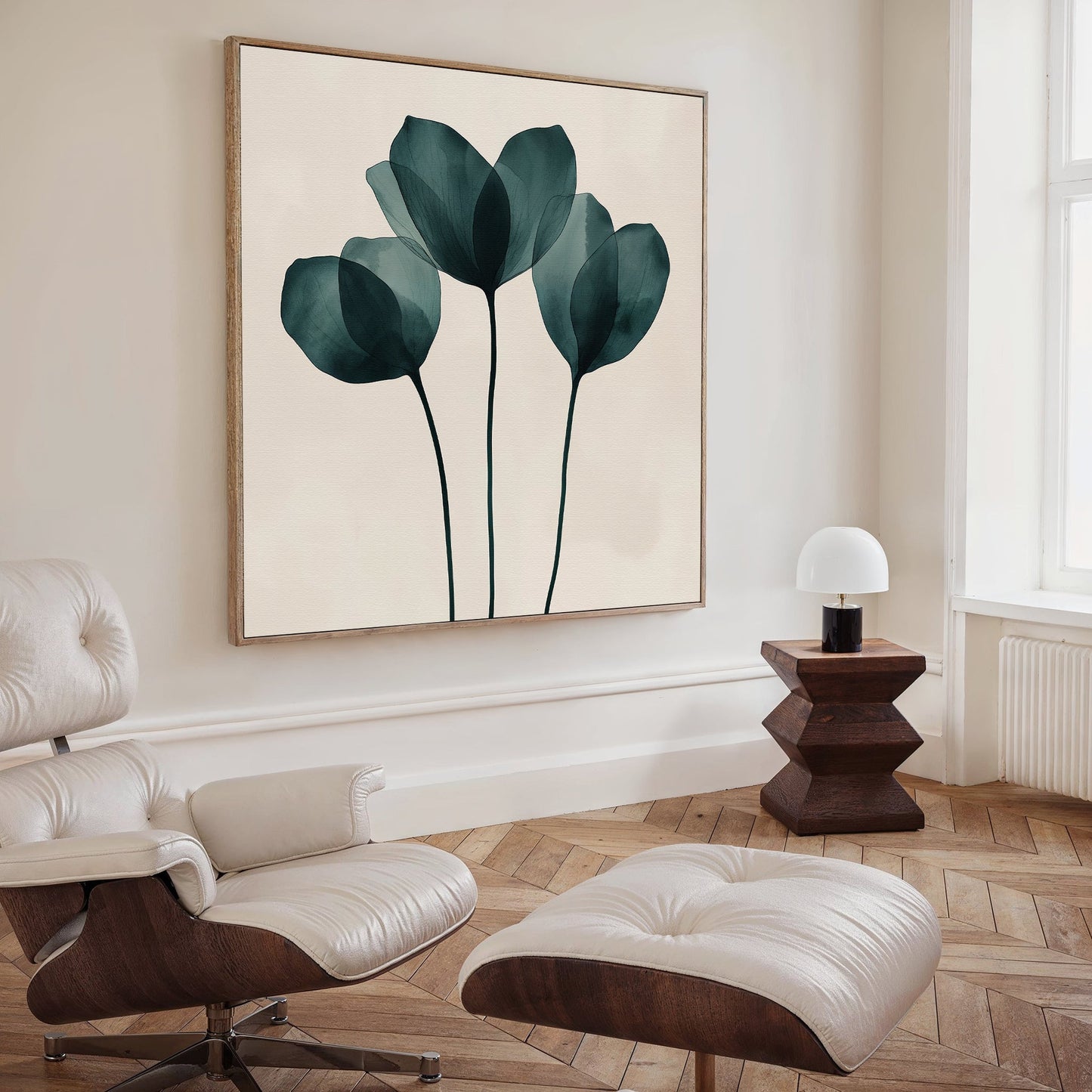 Elegant Leafy Green Floral Oil Painting for Modern Home Decor