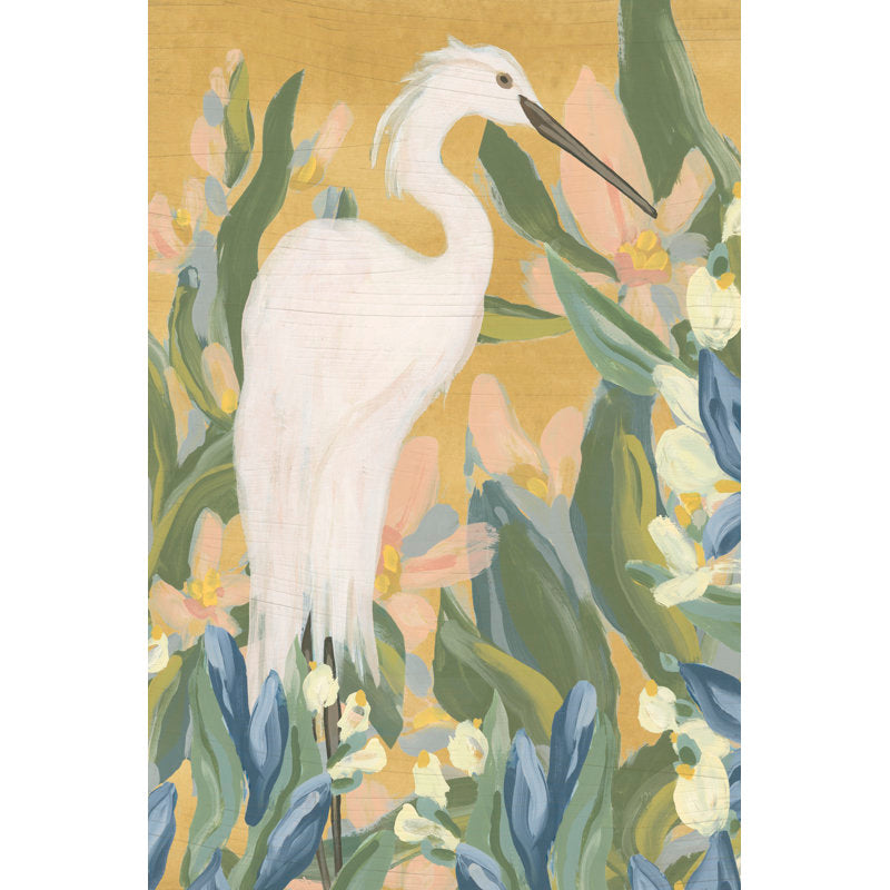 Floral Egret Oil Painting