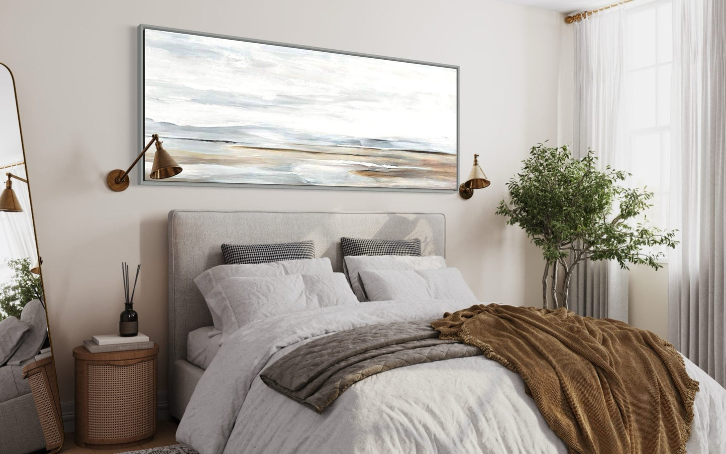 Serene Coastal Landscape Oil Painting for Tranquil Home Decor