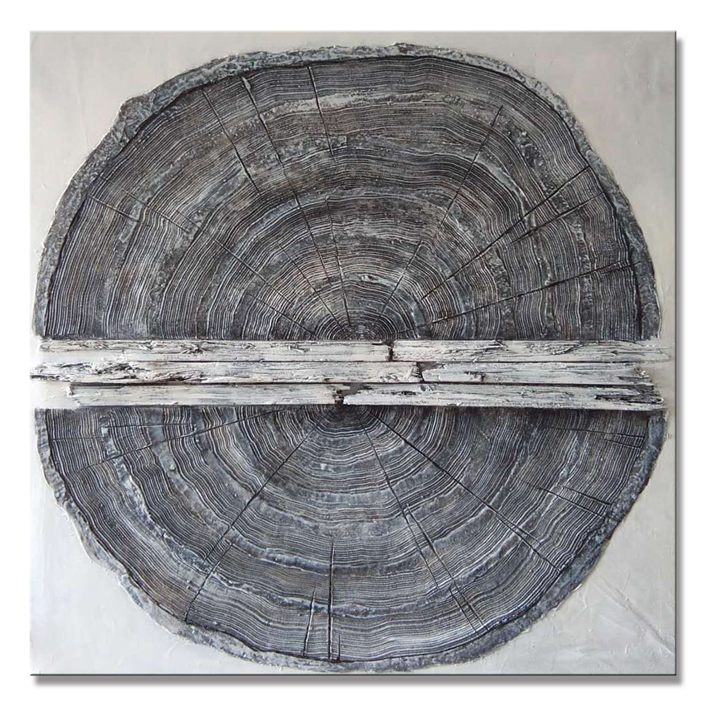 Abstract Oil Painting of Rustic Wood Slice - Modern Home Décor Artwork