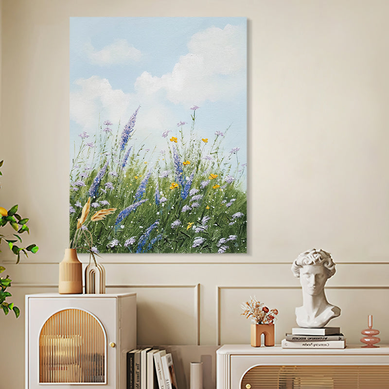 Lavander Fields Meadow Sky Floral Oil Painting 113LF