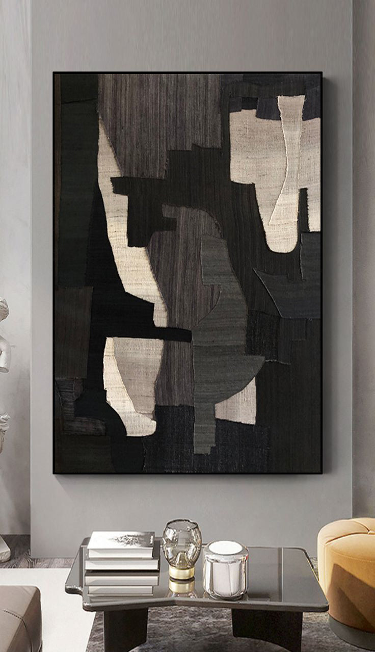 Contemporary Minimalist Geometric Oil Painting for Modern Home Décor