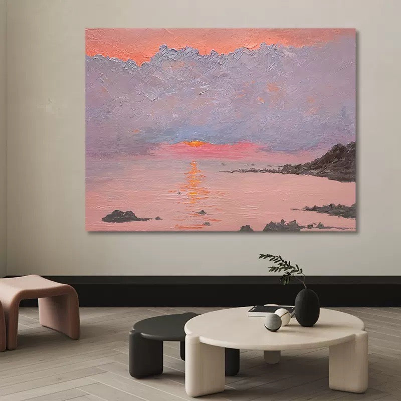 Pink Skies Abstract Landscape Dusk til Dawn Oil Painting