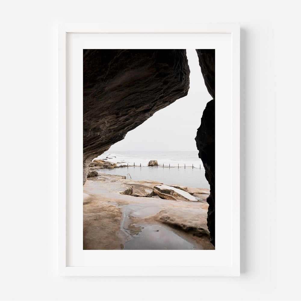 Tranquil Coastal View: Serene Oil Painting of Mahon Pool and Rocky Shoreline