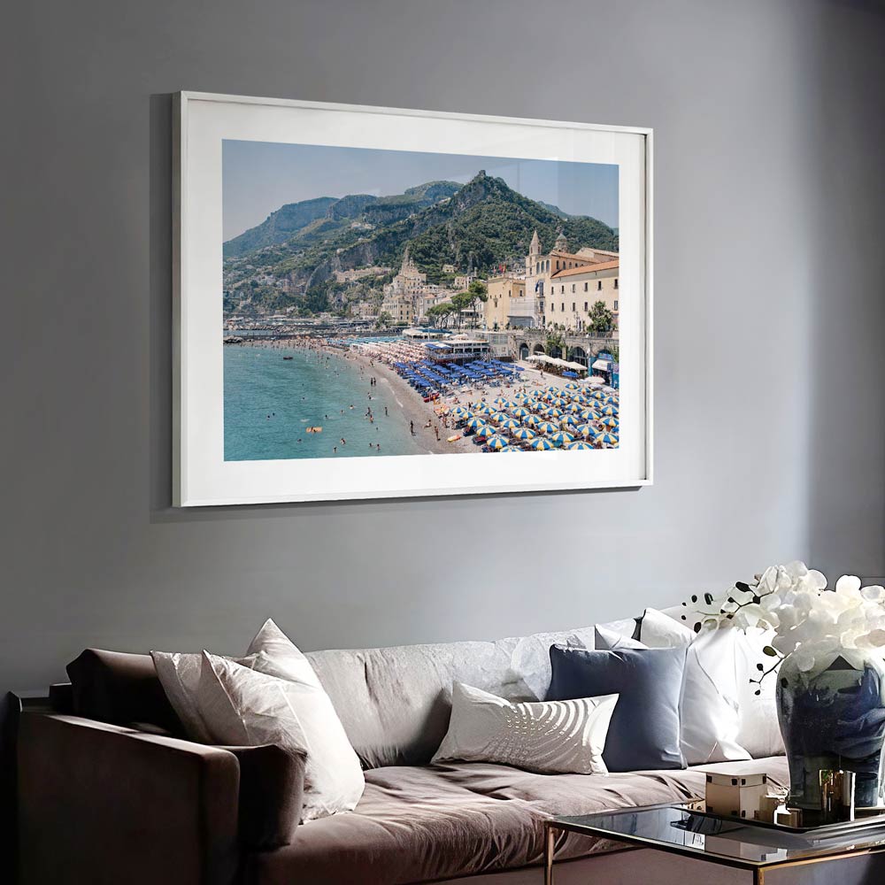 Coastal Charm: Serene Marina Grande Beach Landscape Oil Painting