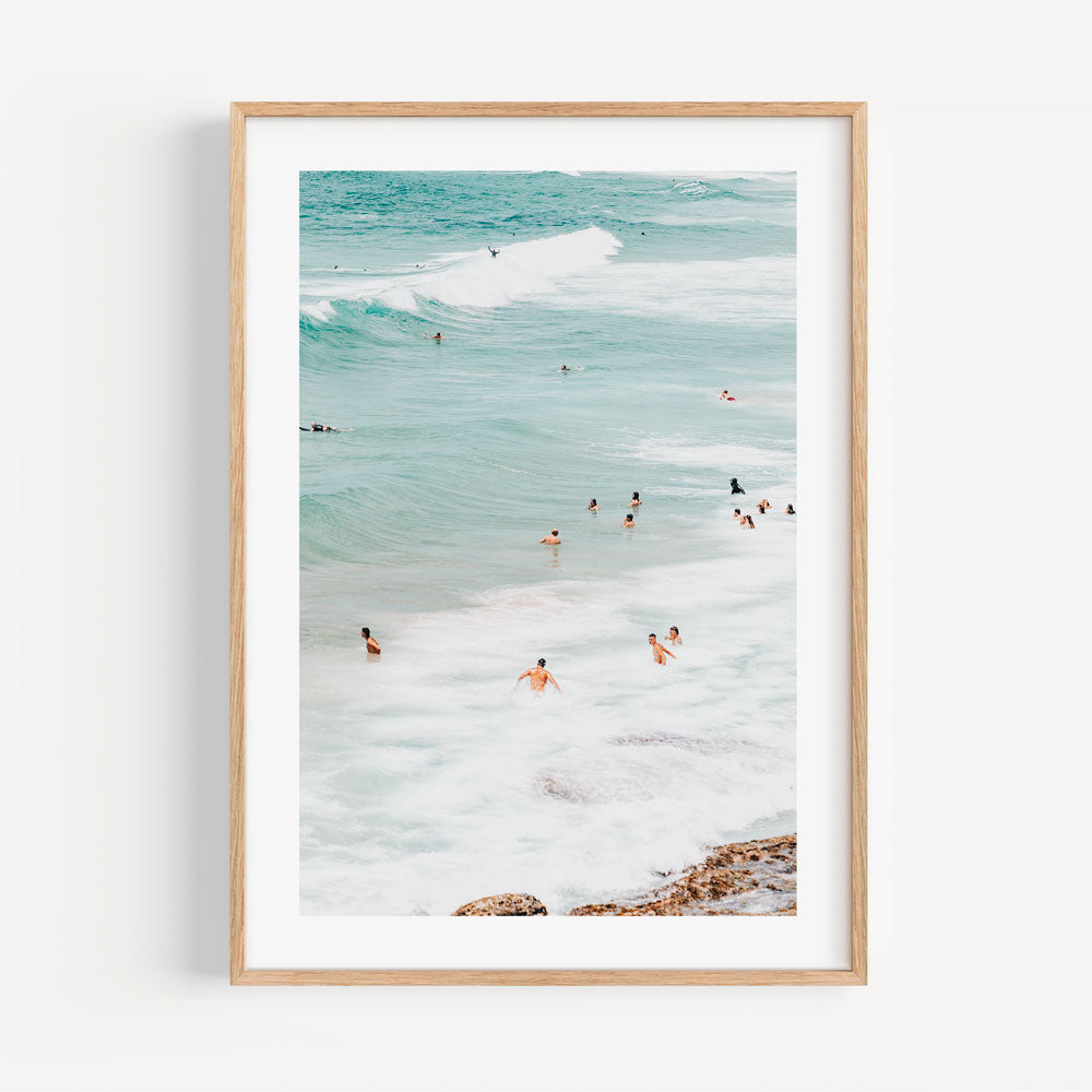 Vibrant Ocean Bliss: Serene Summer Bathers at Maroubra Beach Oil Painting